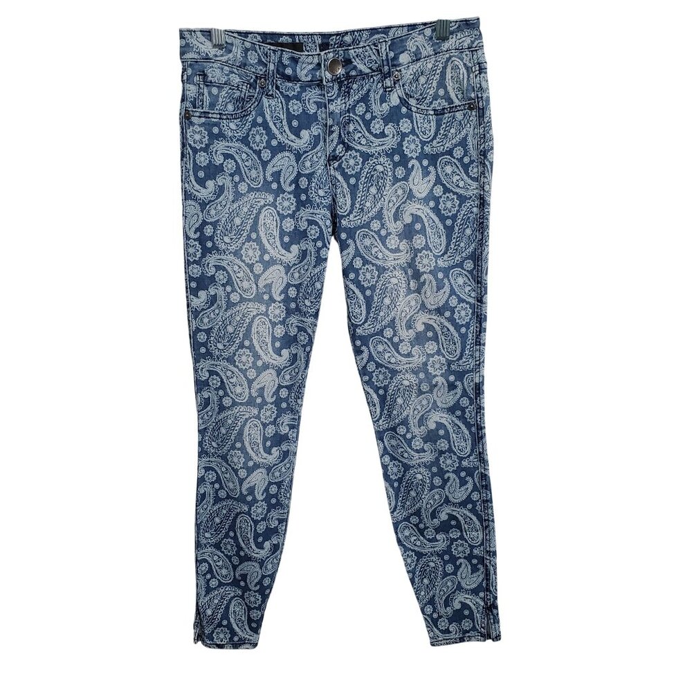 Kut From The Kloth Jeans Eva Boho Paisley Printed Denim Ankle Skinny Festival